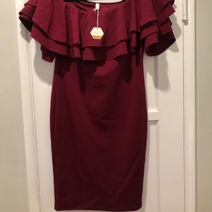 Maternity ruffle off shoulder dress